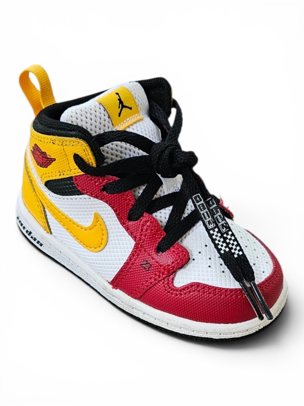 Nike Air Jordan 1 Mid Toddler Sneakers Size 7C Red Yellow - Picture 4 of 12
